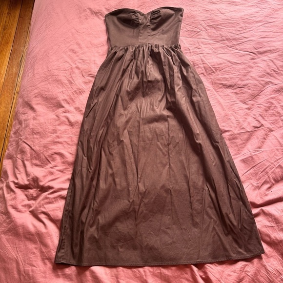 NWOT Reformation Buckley Cafe Brown Strapless Lace up Back Midi Dress size 2 - Picture 3 of 9